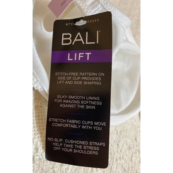 Bali Lift Women’s Underwire Bra 40D Smooth Satin White Adjustable Straps‎ - Picture 8 of 8